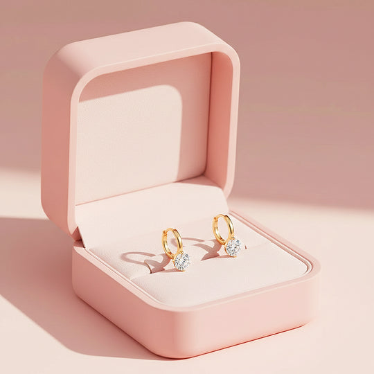 Round Drop Hoop Earrings | Gold | Luxe3643 - Luxe Earrings | Singapore Jewellery, Wedding Rings &amp; Gifts | Same Day Delivery | Tiara.com.sg