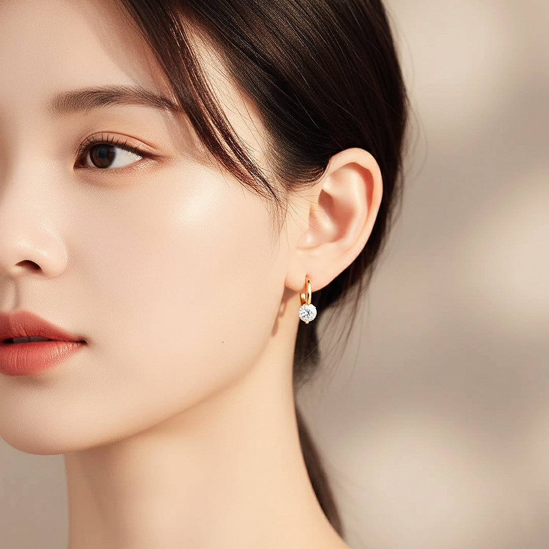 Round Drop Hoop Earrings | Gold | Luxe3643 - Luxe Earrings | Singapore Jewellery, Wedding Rings &amp; Gifts | Same Day Delivery | Tiara.com.sg