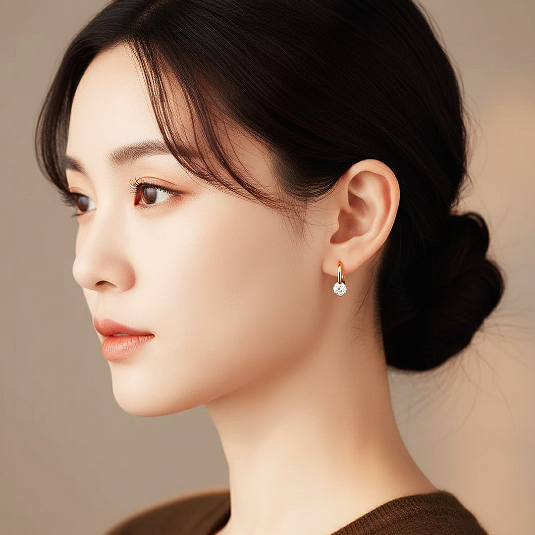 Round Drop Hoop Earrings | Gold | Luxe3643 - Luxe Earrings | Singapore Jewellery, Wedding Rings &amp; Gifts | Same Day Delivery | Tiara.com.sg