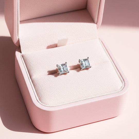 Square Solitaire Stud Earrings | Gold, Rose Gold &amp; White Gold | Luxe3644 - Luxe Earrings | Singapore Jewellery, Wedding Rings &amp; Gifts | Same Day Delivery | Tiara.com.sg