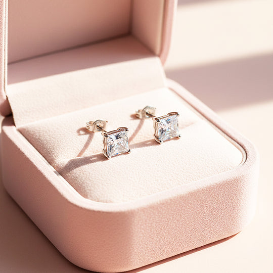 Square Solitaire Stud Earrings | Gold, Rose Gold &amp; White Gold | Luxe3644 - Luxe Earrings | Singapore Jewellery, Wedding Rings &amp; Gifts | Same Day Delivery | Tiara.com.sg