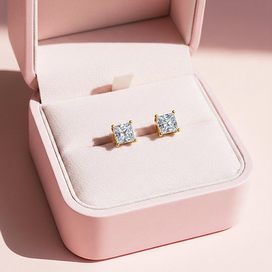 Square Solitaire Stud Earrings | Gold, Rose Gold &amp; White Gold | Luxe3644 - Luxe Earrings | Singapore Jewellery, Wedding Rings &amp; Gifts | Same Day Delivery | Tiara.com.sg