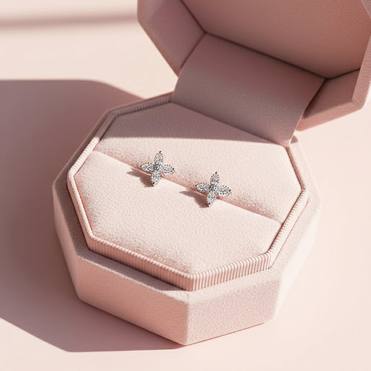 Floral Stud Earrings | White Gold | Luxe3645 - Luxe Earrings | Singapore Jewellery, Wedding Rings &amp; Gifts | Same Day Delivery | Tiara.com.sg