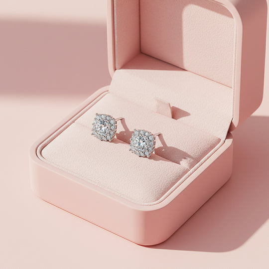 Round Halo Stud Earrings | White Gold | Luxe3647 - Luxe Earrings | Singapore Jewellery, Wedding Rings &amp; Gifts | Same Day Delivery | Tiara.com.sg