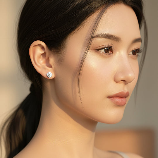 Round Halo Stud Earrings | White Gold | Luxe3647 - Luxe Earrings | Singapore Jewellery, Wedding Rings &amp; Gifts | Same Day Delivery | Tiara.com.sg