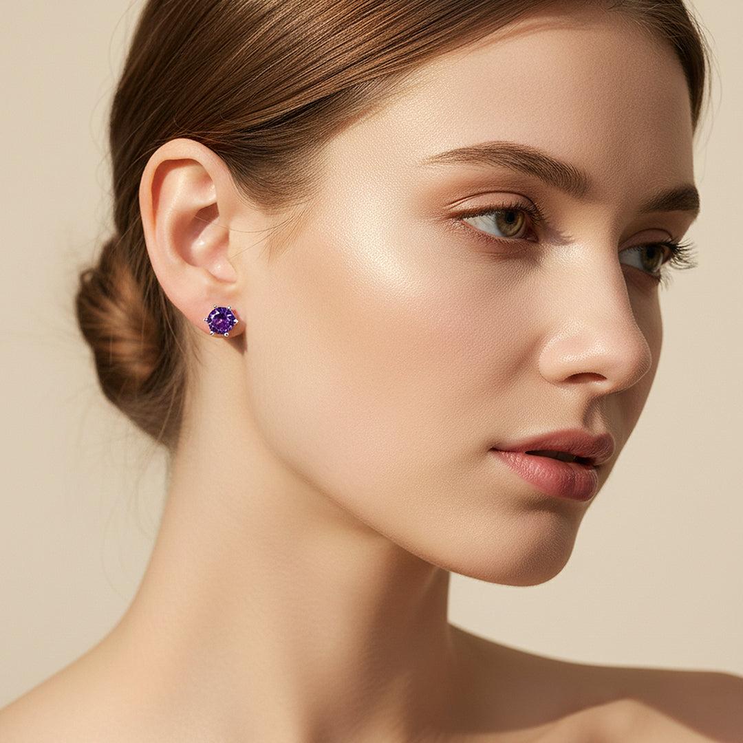 Round Solitaire Stud Earrings | Gold | Luxe3651 - Luxe Earrings | Singapore Jewellery, Wedding Rings &amp; Gifts | Same Day Delivery | Tiara.com.sg