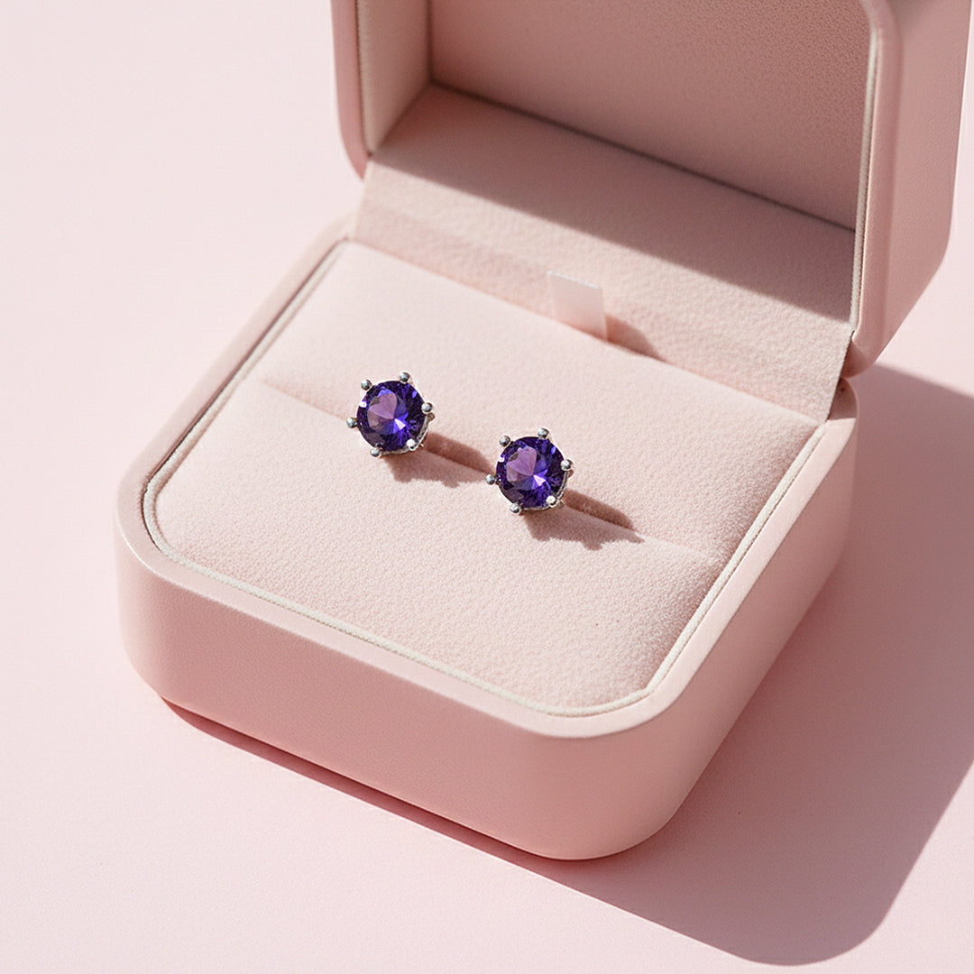 Round Solitaire Stud Earrings | Gold | Luxe3651 - Luxe Earrings | Singapore Jewellery, Wedding Rings &amp; Gifts | Same Day Delivery | Tiara.com.sg