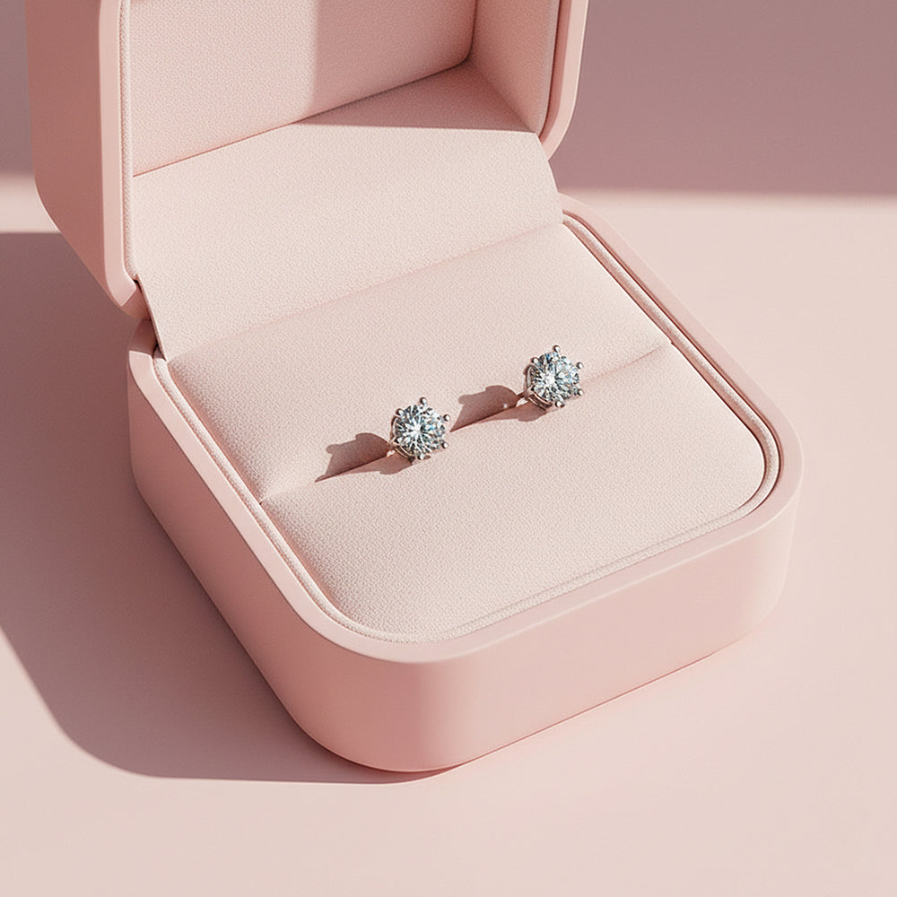 Round Solitaire Stud Earrings | Gold | Luxe3651 - Luxe Earrings | Singapore Jewellery, Wedding Rings & Gifts | Same Day Delivery | Tiara.com.sg