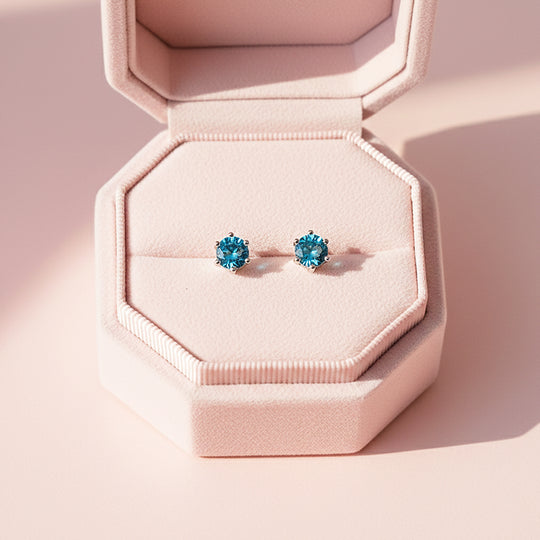 Round Solitaire Stud Earrings | Gold | Luxe3651 - Luxe Earrings | Singapore Jewellery, Wedding Rings &amp; Gifts | Same Day Delivery | Tiara.com.sg