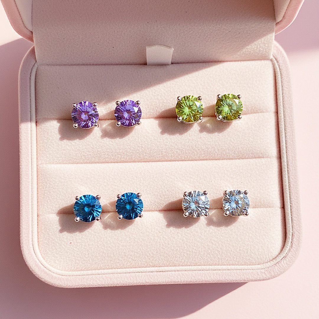 Round Solitaire Stud Earrings | Gold | Luxe3651 - Luxe Earrings | Singapore Jewellery, Wedding Rings &amp; Gifts | Same Day Delivery | Tiara.com.sg