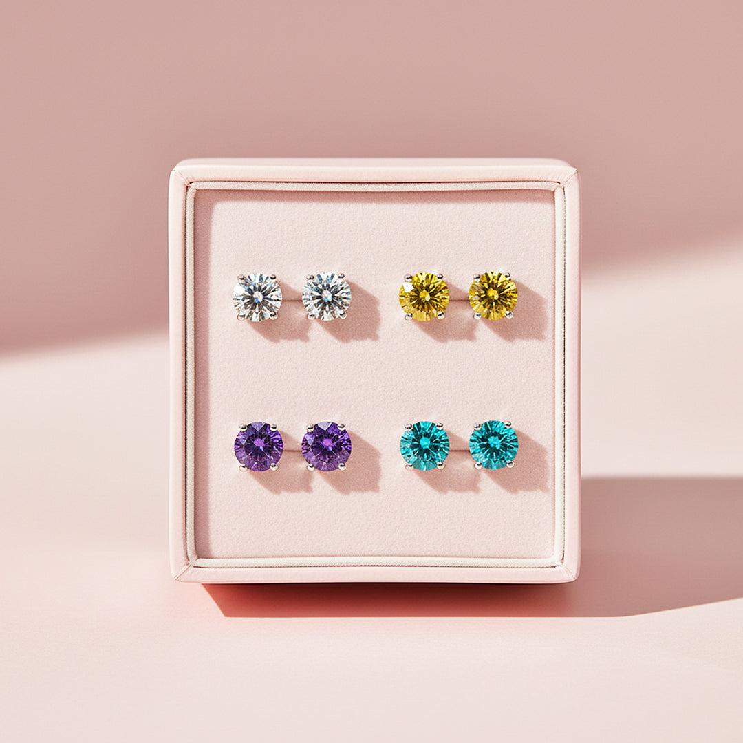Round Solitaire Stud Earrings | Gold | Luxe3651 - Luxe Earrings | Singapore Jewellery, Wedding Rings &amp; Gifts | Same Day Delivery | Tiara.com.sg