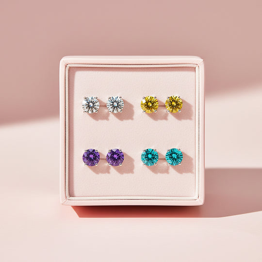 Round Solitaire Stud Earrings | Gold | Luxe3651 - Luxe Earrings | Singapore Jewellery, Wedding Rings &amp; Gifts | Same Day Delivery | Tiara.com.sg
