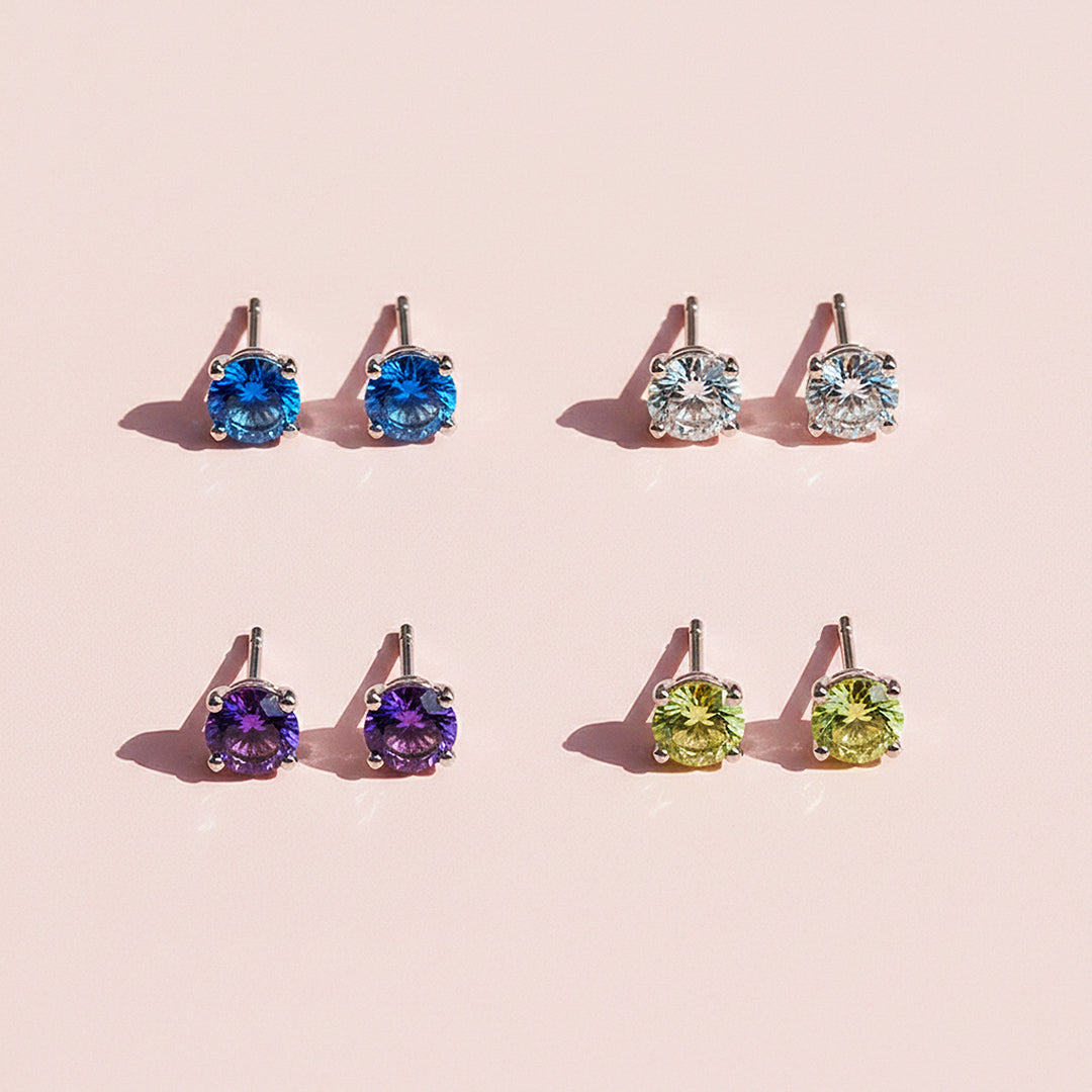 Round Solitaire Stud Earrings | Gold | Luxe3651 - Luxe Earrings | Singapore Jewellery, Wedding Rings &amp; Gifts | Same Day Delivery | Tiara.com.sg