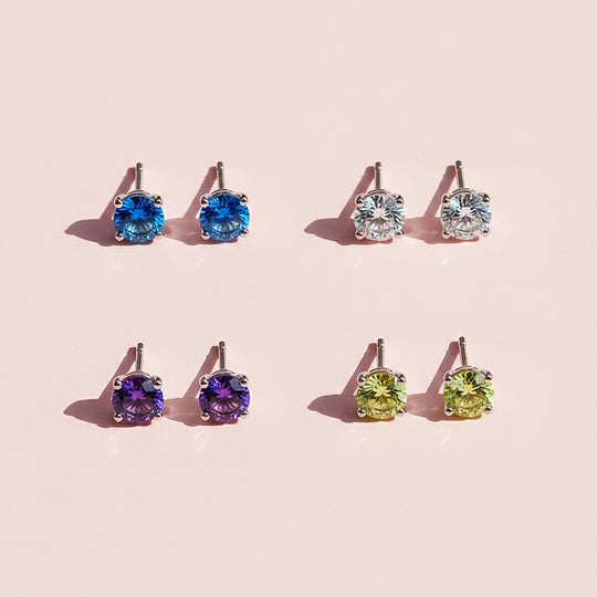 Round Solitaire Stud Earrings | Gold | Luxe3651 - Luxe Earrings | Singapore Jewellery, Wedding Rings &amp; Gifts | Same Day Delivery | Tiara.com.sg