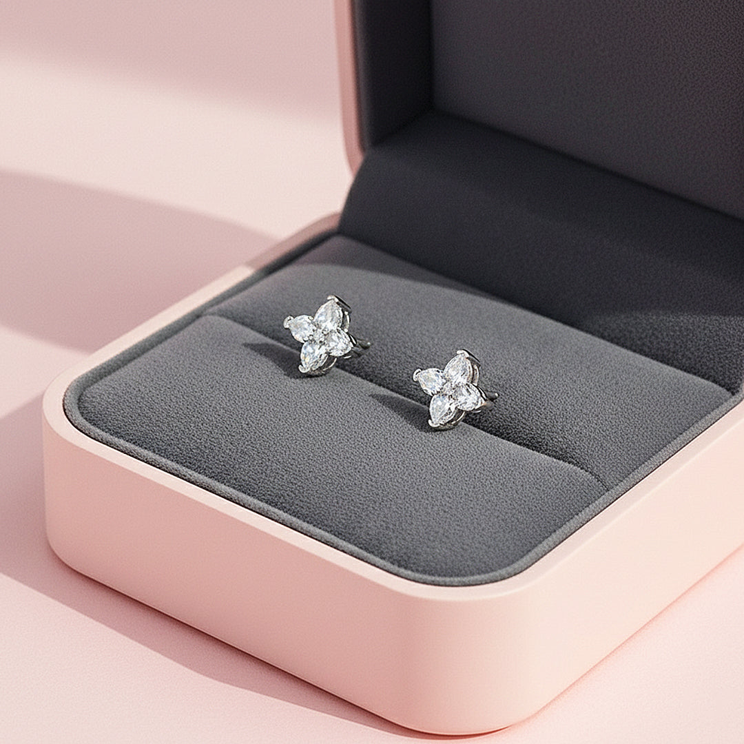 Star Blossom Stud Earrings | White Gold | Luxe3652 - Luxe Earrings | Singapore Jewellery, Wedding Rings &amp; Gifts | Same Day Delivery | Tiara.com.sg