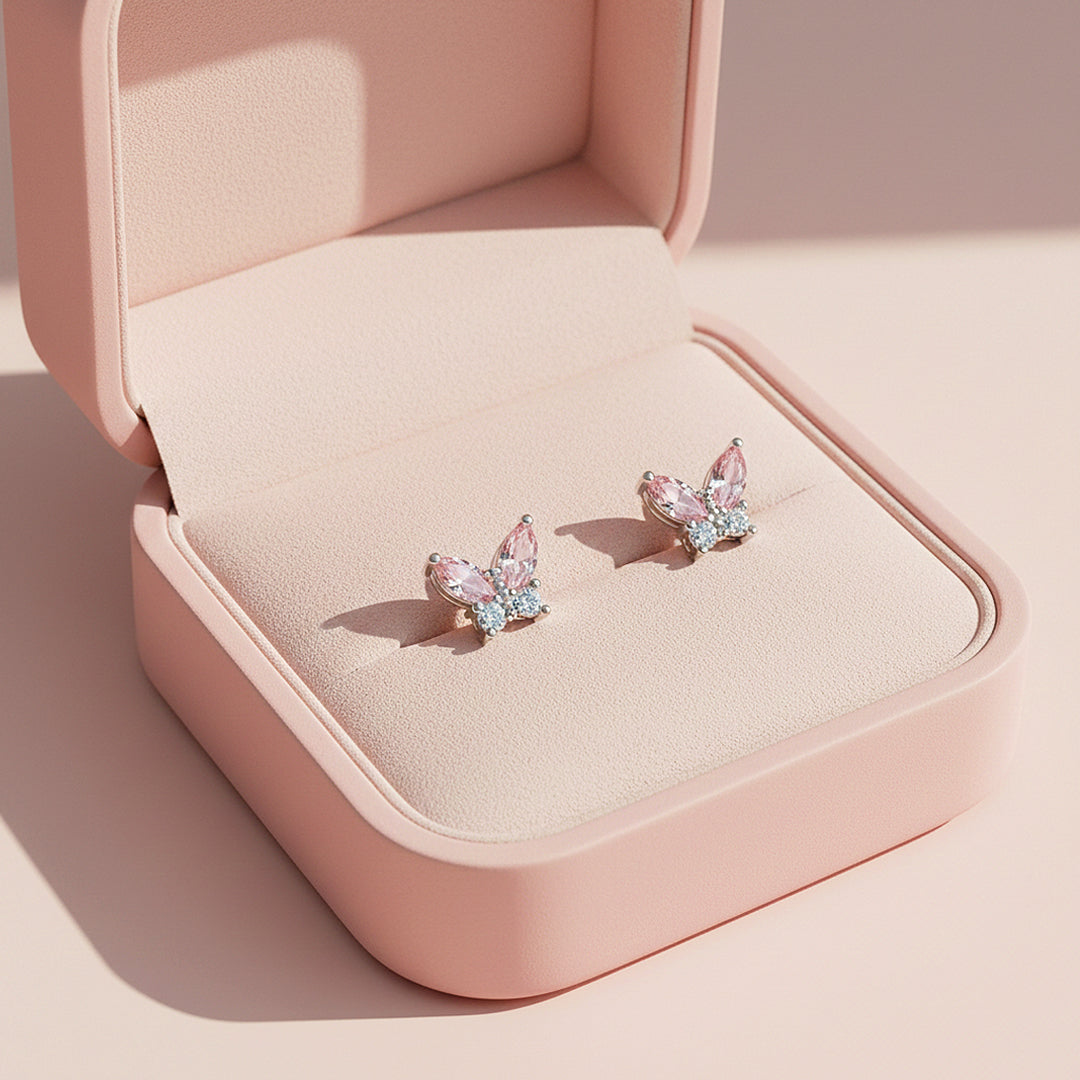 Butterfly Stud Earrings | White Gold | Luxe3653 - Luxe Earrings | Singapore Jewellery, Wedding Rings &amp; Gifts | Same Day Delivery | Tiara.com.sg
