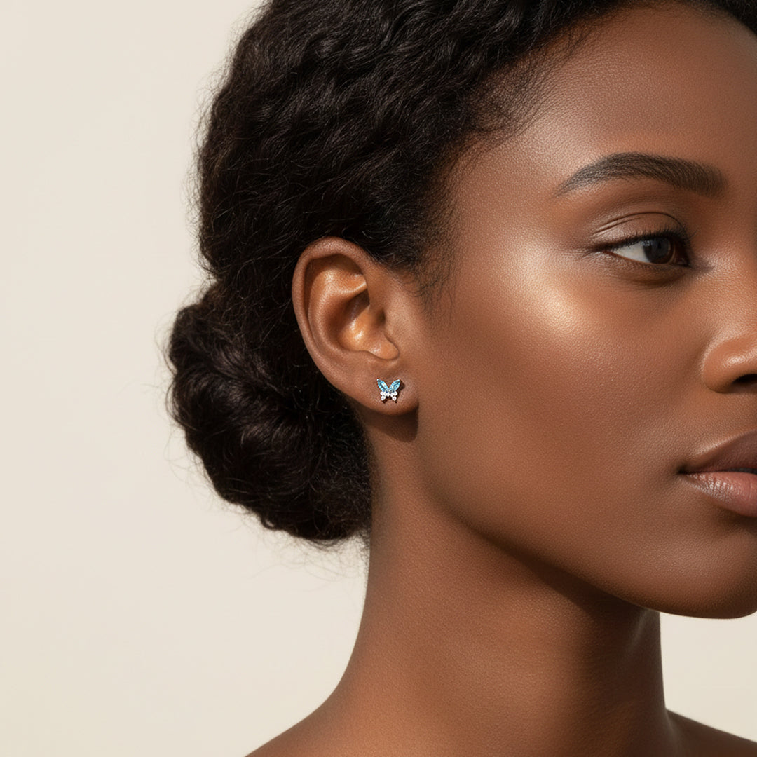 Butterfly Stud Earrings | White Gold | Luxe3653 - Luxe Earrings | Singapore Jewellery, Wedding Rings &amp; Gifts | Same Day Delivery | Tiara.com.sg