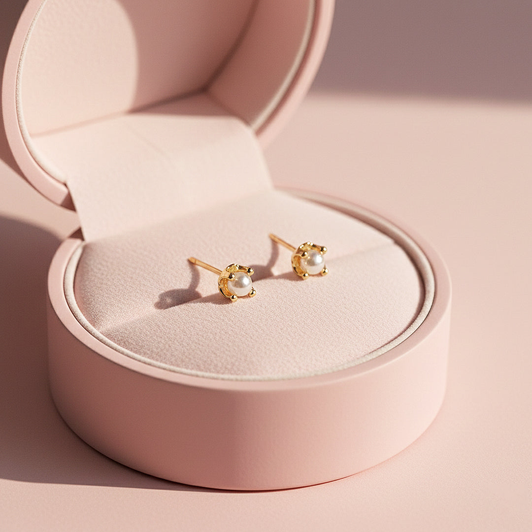 Pearl Stud Earrings | Gold Plated | Luxe3654 - Luxe Earrings | Singapore Jewellery, Wedding Rings &amp; Gifts | Same Day Delivery | Tiara.com.sg