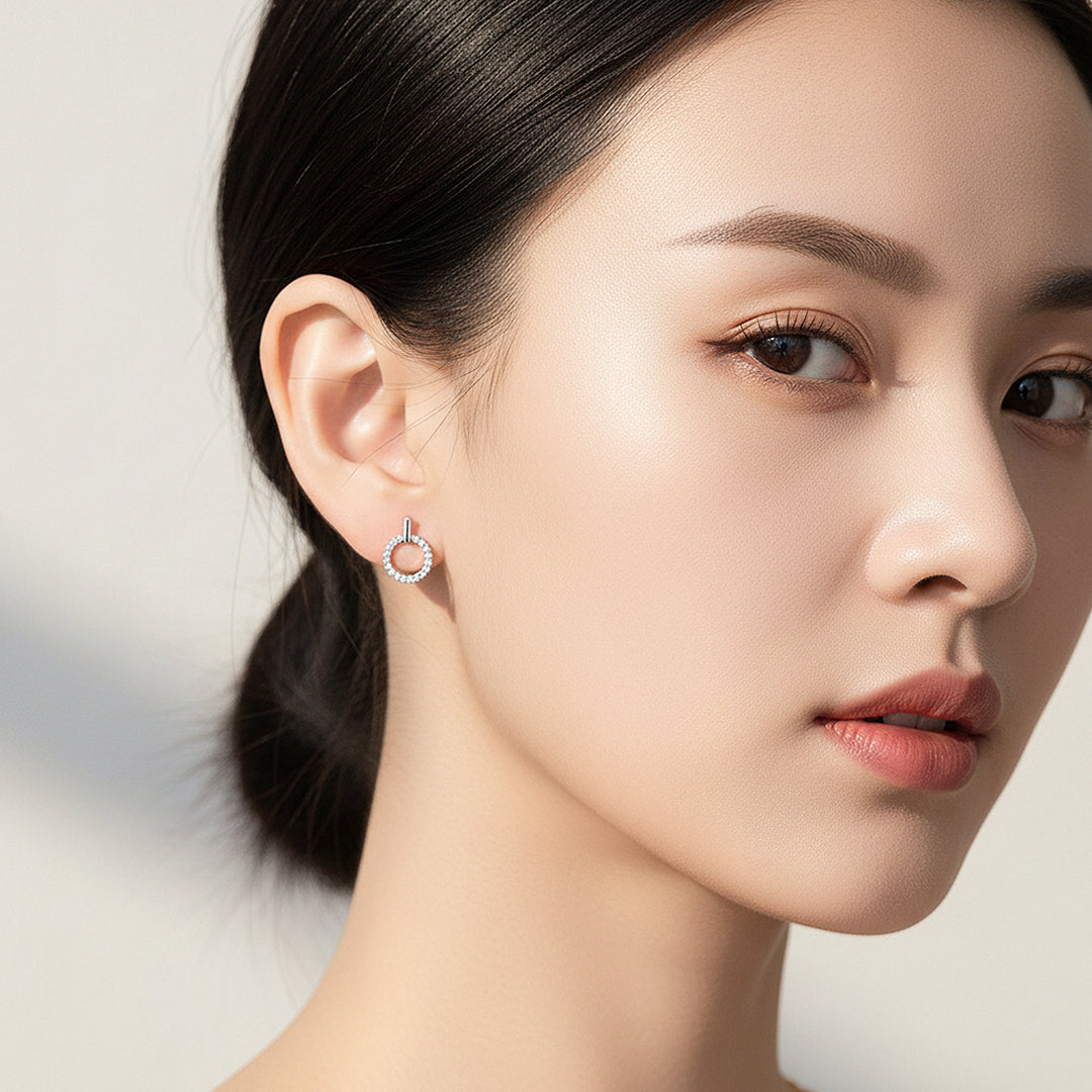Round Halo Drop Earrings | White Gold | Luxe3656 - Luxe Earrings | Singapore Jewellery, Wedding Rings &amp; Gifts | Same Day Delivery | Tiara.com.sg
