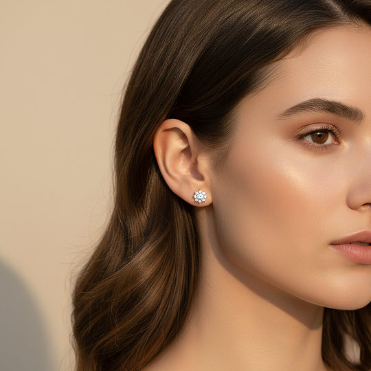 Floral Stud Earrings | White Gold | Luxe3657 - Luxe Earrings | Singapore Jewellery, Wedding Rings &amp; Gifts | Same Day Delivery | Tiara.com.sg