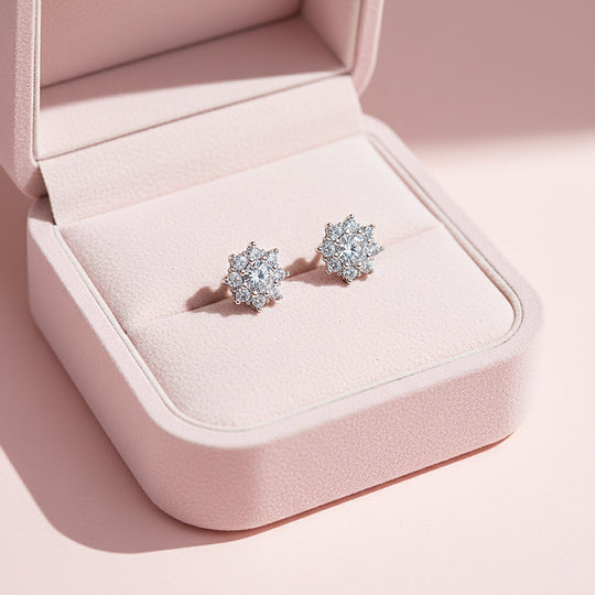 Floral Stud Earrings | White Gold | Luxe3657 - Luxe Earrings | Singapore Jewellery, Wedding Rings &amp; Gifts | Same Day Delivery | Tiara.com.sg