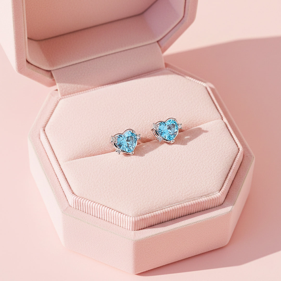 Heart Stud Earrings | White Gold | Luxe3660 - Luxe Earrings | Singapore Jewellery, Wedding Rings &amp; Gifts | Same Day Delivery | Tiara.com.sg