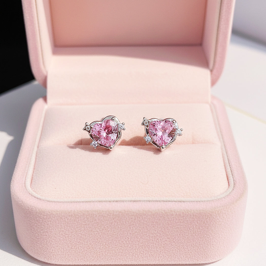 Heart Stud Earrings | White Gold | Luxe3660 - Luxe Earrings | Singapore Jewellery, Wedding Rings & Gifts | Same Day Delivery | Tiara.com.sg