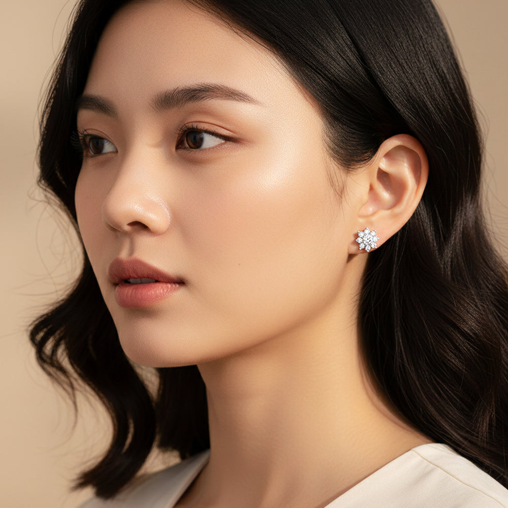 Floral Stud Earrings | White Gold | Luxe3661 - Luxe Earrings | Singapore Jewellery, Wedding Rings & Gifts | Same Day Delivery | Tiara.com.sg