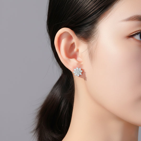Floral Stud Earrings | White Gold | Luxe3661 - Luxe Earrings | Singapore Jewellery, Wedding Rings &amp; Gifts | Same Day Delivery | Tiara.com.sg