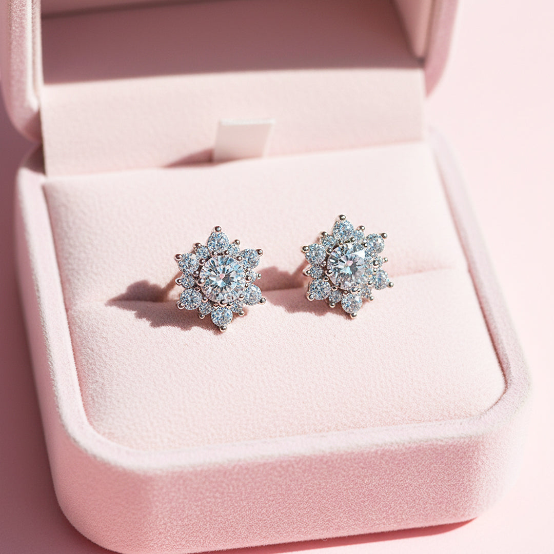 Floral Stud Earrings | White Gold | Luxe3661 - Luxe Earrings | Singapore Jewellery, Wedding Rings & Gifts | Same Day Delivery | Tiara.com.sg