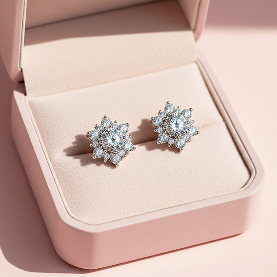 Floral Stud Earrings | White Gold | Luxe3661 - Luxe Earrings | Singapore Jewellery, Wedding Rings &amp; Gifts | Same Day Delivery | Tiara.com.sg