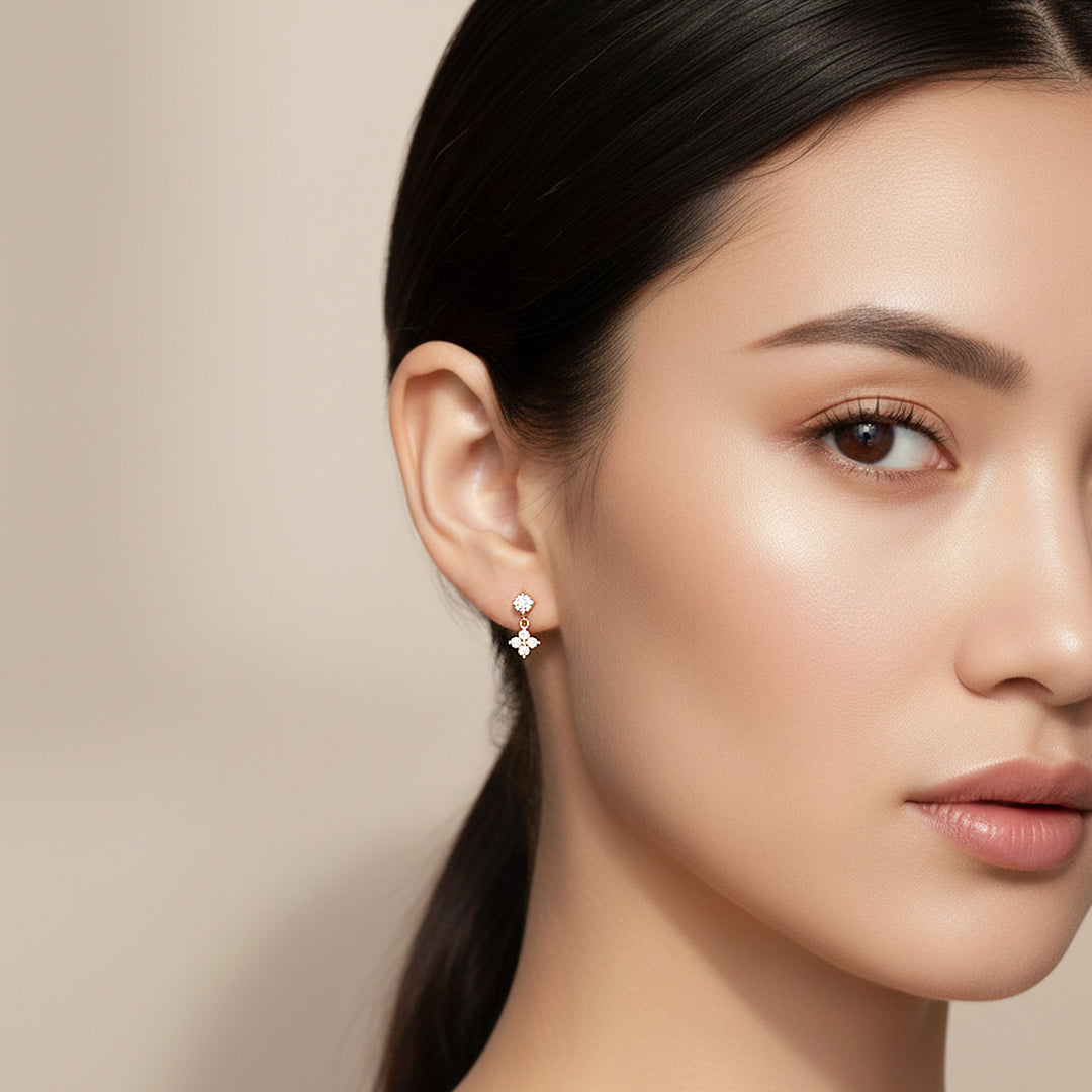 Clover Drop Earrings | Gold | Luxe3663 - Luxe Earrings | Singapore Jewellery, Wedding Rings &amp; Gifts | Same Day Delivery | Tiara.com.sg