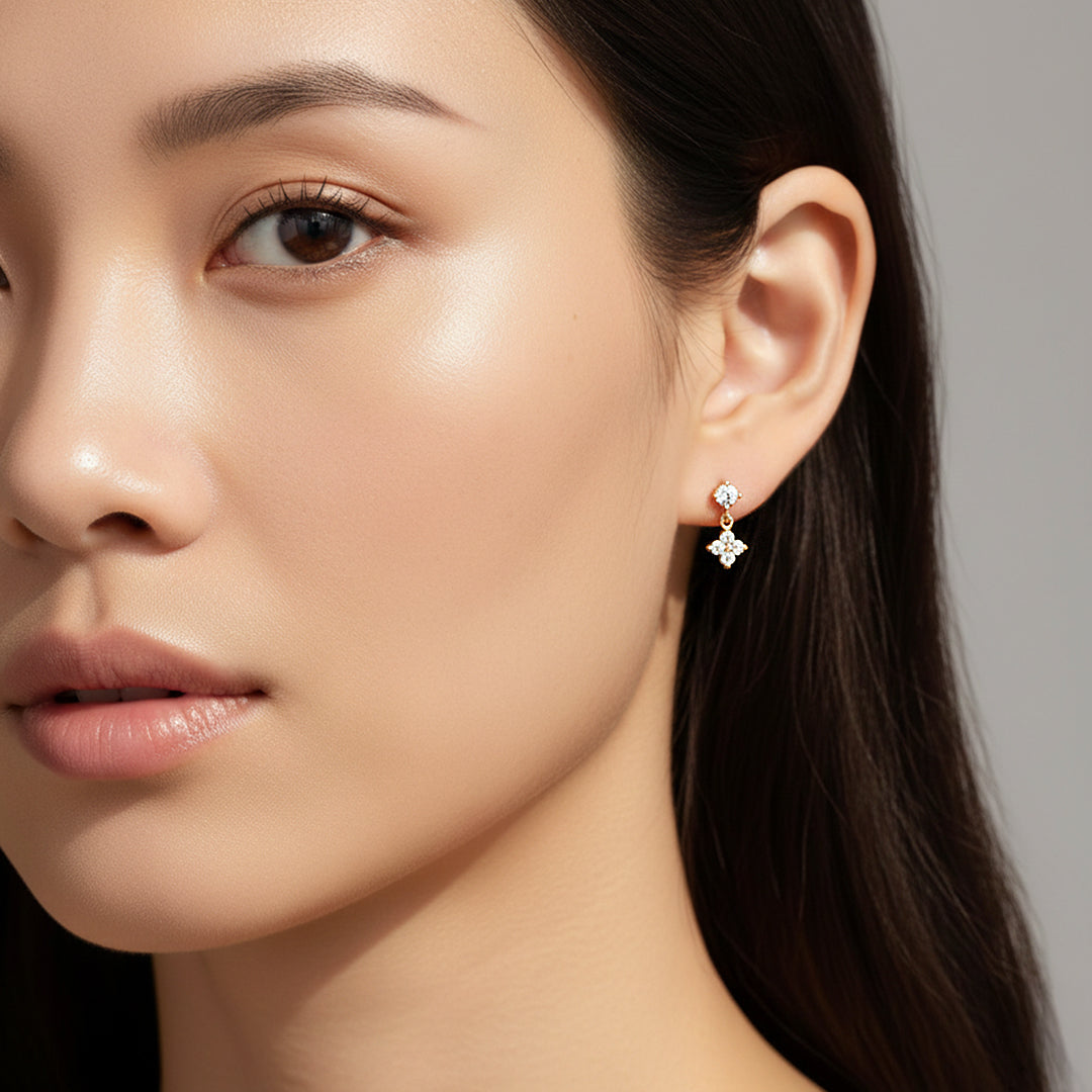 Clover Drop Earrings | Gold | Luxe3663 - Luxe Earrings | Singapore Jewellery, Wedding Rings &amp; Gifts | Same Day Delivery | Tiara.com.sg