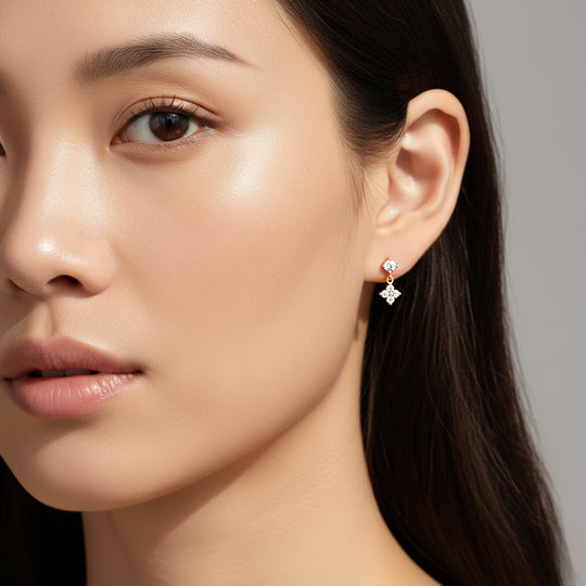 Clover Drop Earrings | Gold | Luxe3663 - Luxe Earrings | Singapore Jewellery, Wedding Rings &amp; Gifts | Same Day Delivery | Tiara.com.sg