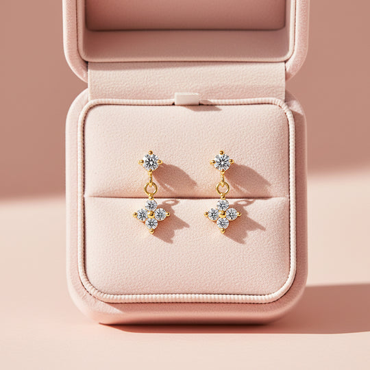 Clover Drop Earrings | Gold | Luxe3663 - Luxe Earrings | Singapore Jewellery, Wedding Rings &amp; Gifts | Same Day Delivery | Tiara.com.sg