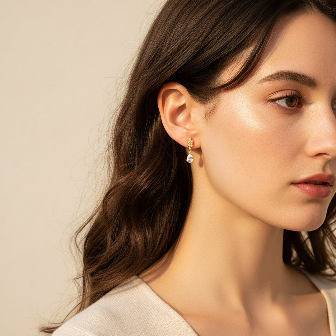 Teardrop Drop Earrings | Gold | Luxe3665 - Luxe Earrings | Singapore Jewellery, Wedding Rings &amp; Gifts | Same Day Delivery | Tiara.com.sg