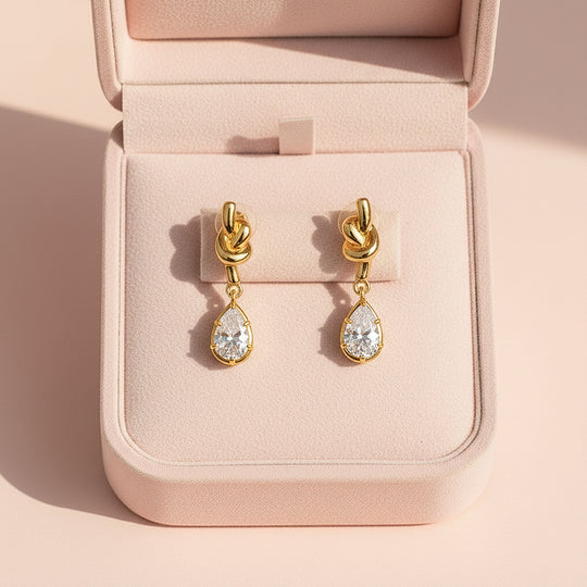 Teardrop Drop Earrings | Gold | Luxe3665 - Luxe Earrings | Singapore Jewellery, Wedding Rings &amp; Gifts | Same Day Delivery | Tiara.com.sg