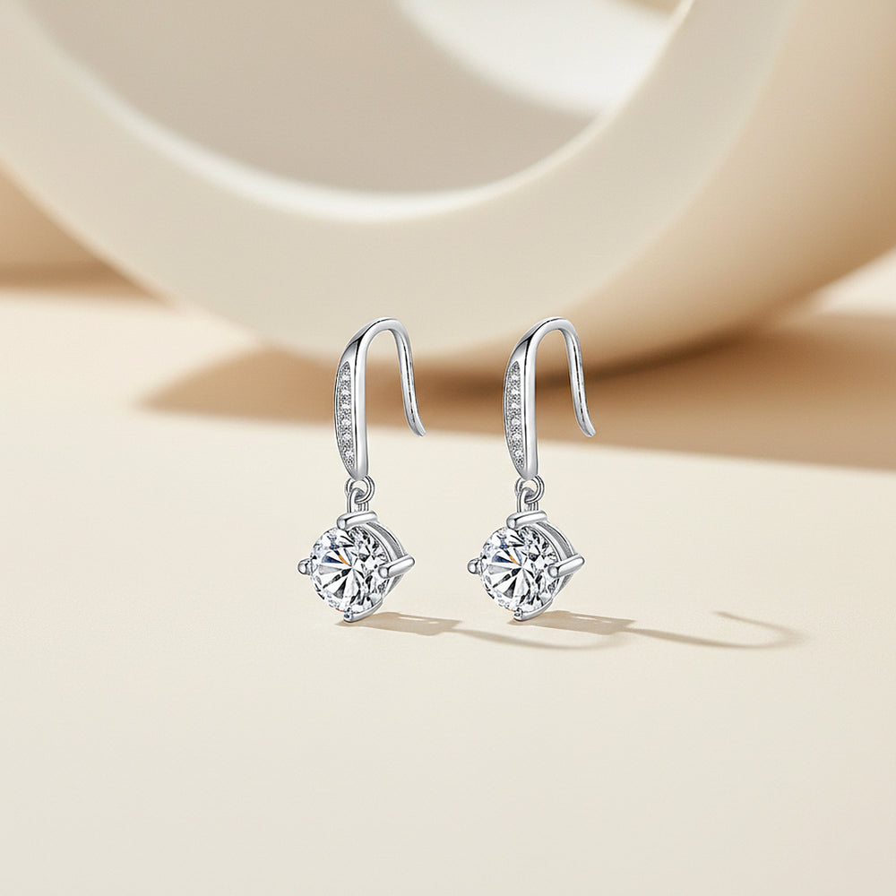 Round Drop Earrings | White Gold | Luxe3667 - Luxe Earrings | Singapore Jewellery, Wedding Rings & Gifts | Same Day Delivery | Tiara.com.sg