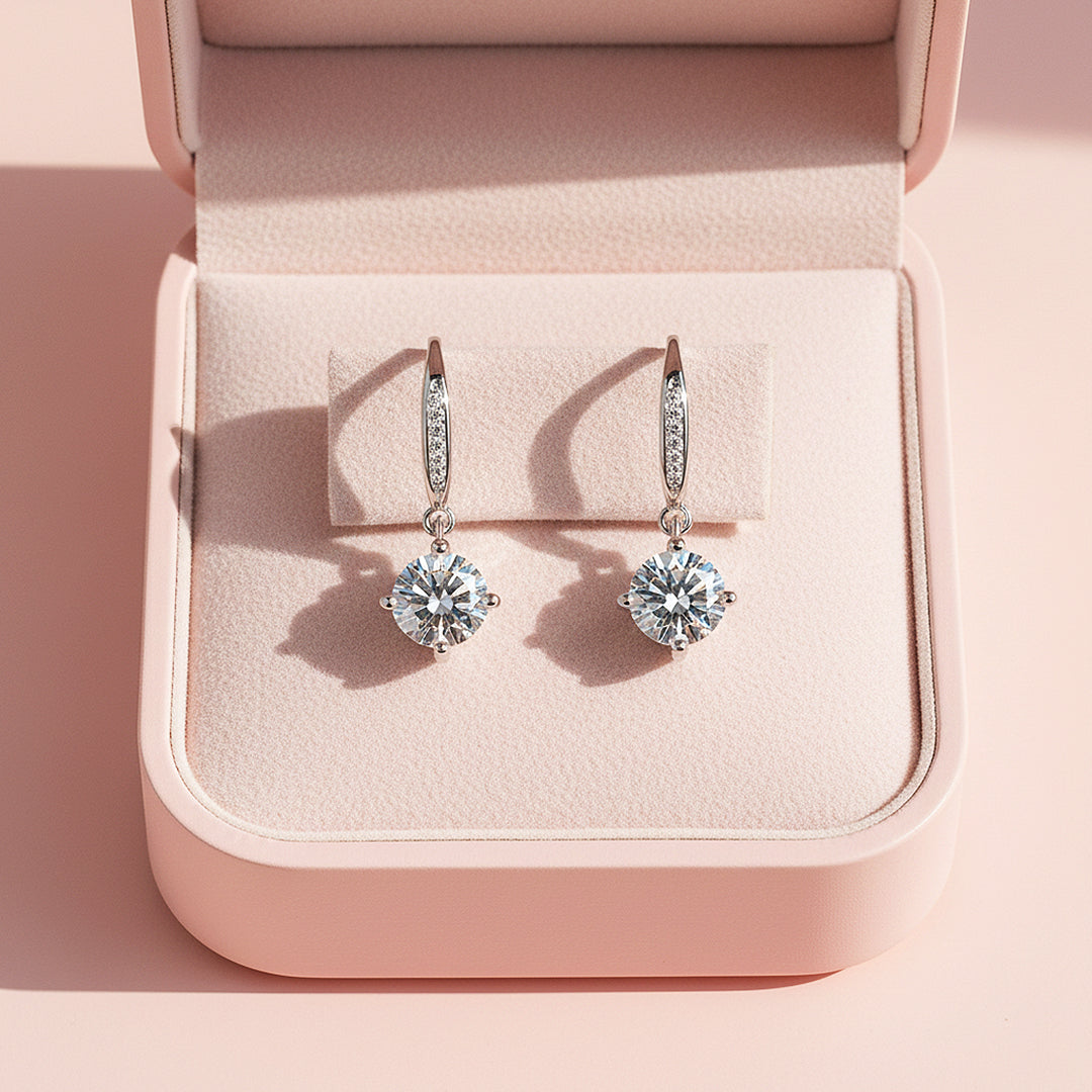 Round Drop Earrings | White Gold | Luxe3667 - Luxe Earrings | Singapore Jewellery, Wedding Rings & Gifts | Same Day Delivery | Tiara.com.sg