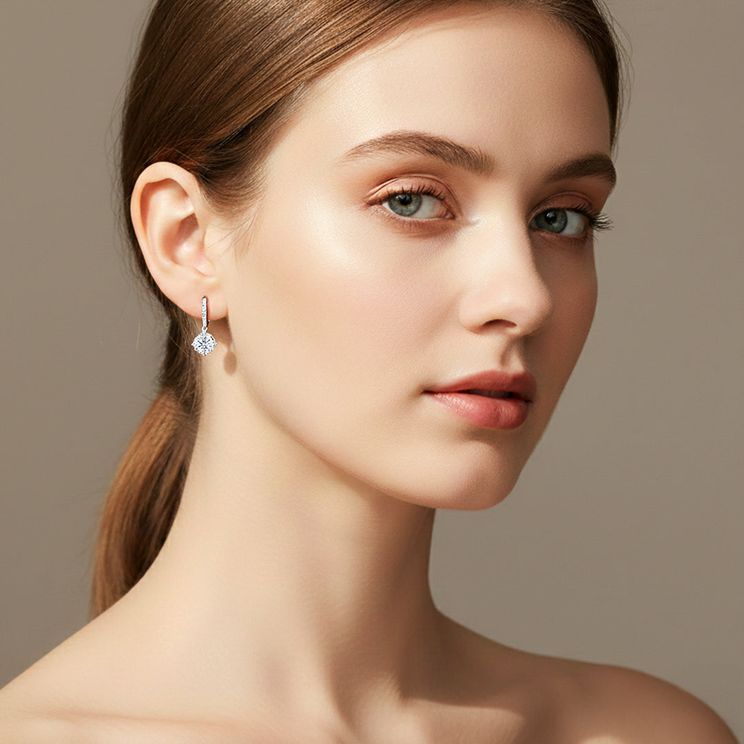 Round Drop Earrings | White Gold | Luxe3667 - Luxe Earrings | Singapore Jewellery, Wedding Rings &amp; Gifts | Same Day Delivery | Tiara.com.sg
