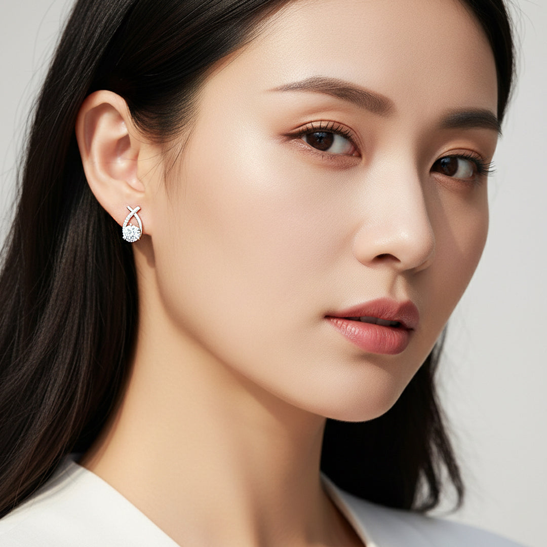 Round Solitaire Earrings | White Gold | Luxe3670 - Luxe Earrings | Singapore Jewellery, Wedding Rings &amp; Gifts | Same Day Delivery | Tiara.com.sg