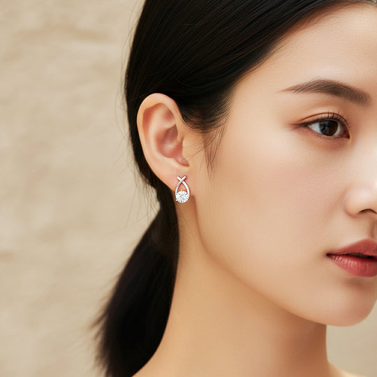 Round Solitaire Earrings | White Gold | Luxe3670 - Luxe Earrings | Singapore Jewellery, Wedding Rings &amp; Gifts | Same Day Delivery | Tiara.com.sg