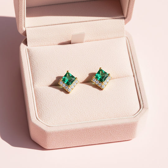 Square Halo Stud Earrings | Gold | Luxe3672 - Luxe Earrings | Singapore Jewellery, Wedding Rings &amp; Gifts | Same Day Delivery | Tiara.com.sg