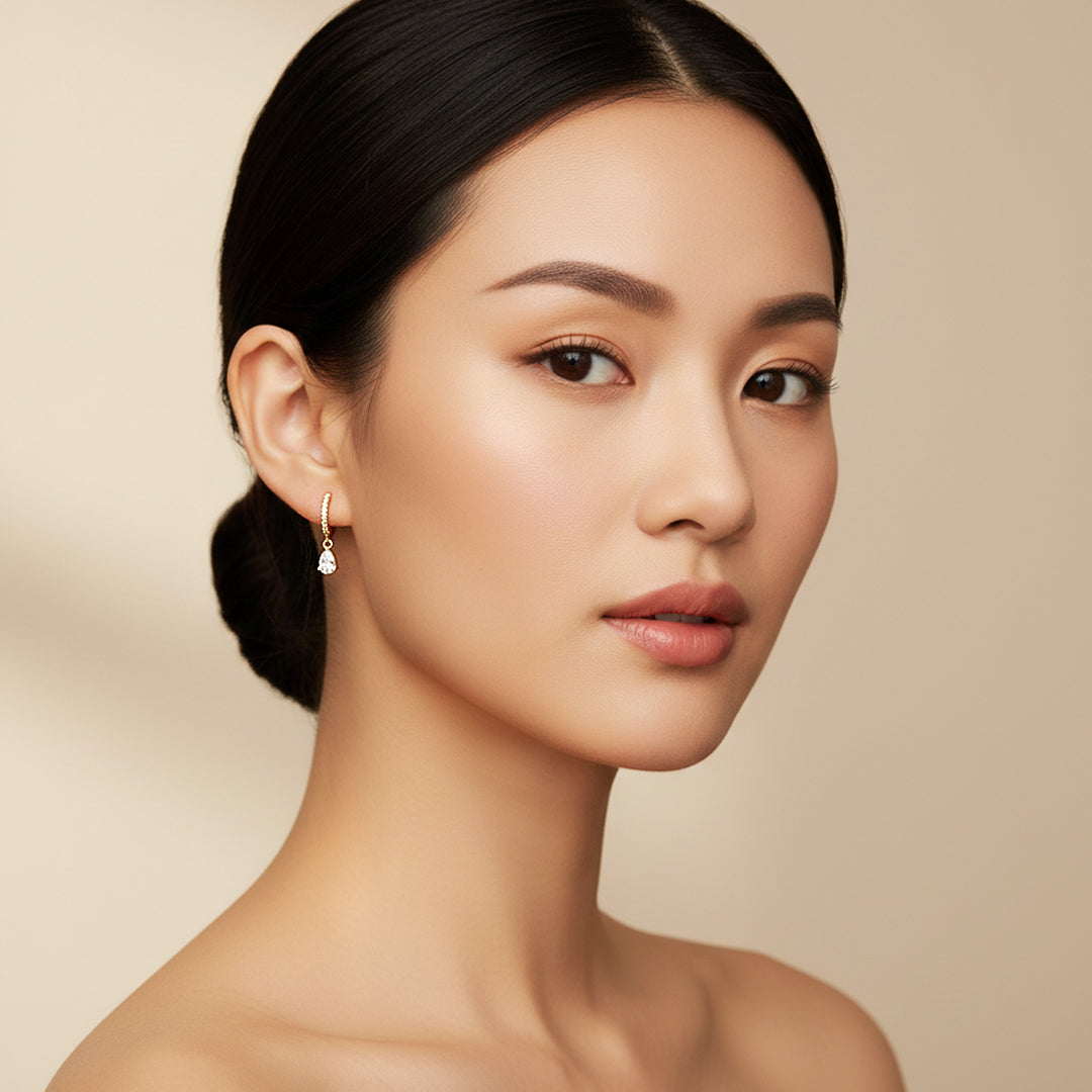 Pear Drop Earrings | Gold & White Gold | Luxe3673 - Luxe Earrings | Singapore Jewellery, Wedding Rings & Gifts | Same Day Delivery | Tiara.com.sg