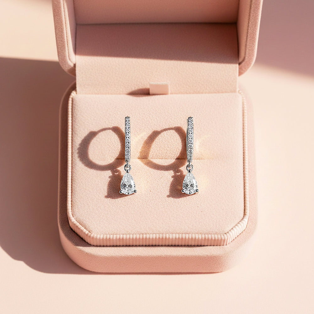 Pear Drop Earrings | Gold & White Gold | Luxe3673 - Luxe Earrings | Singapore Jewellery, Wedding Rings & Gifts | Same Day Delivery | Tiara.com.sg