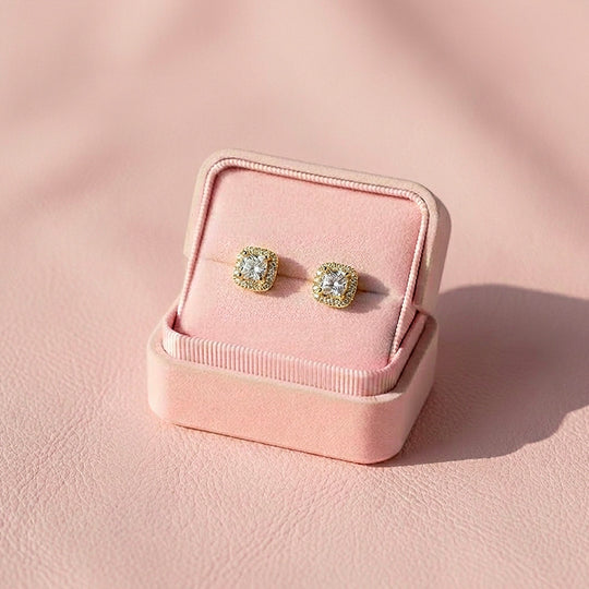 Cushion Halo Stud Earrings | Luxe3674