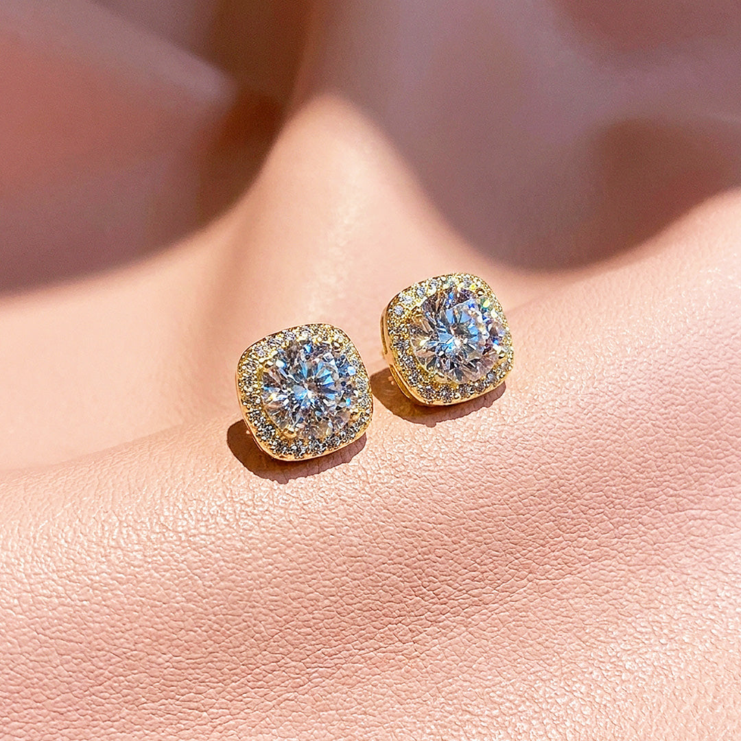 Cushion Halo Stud Earrings | Luxe3674