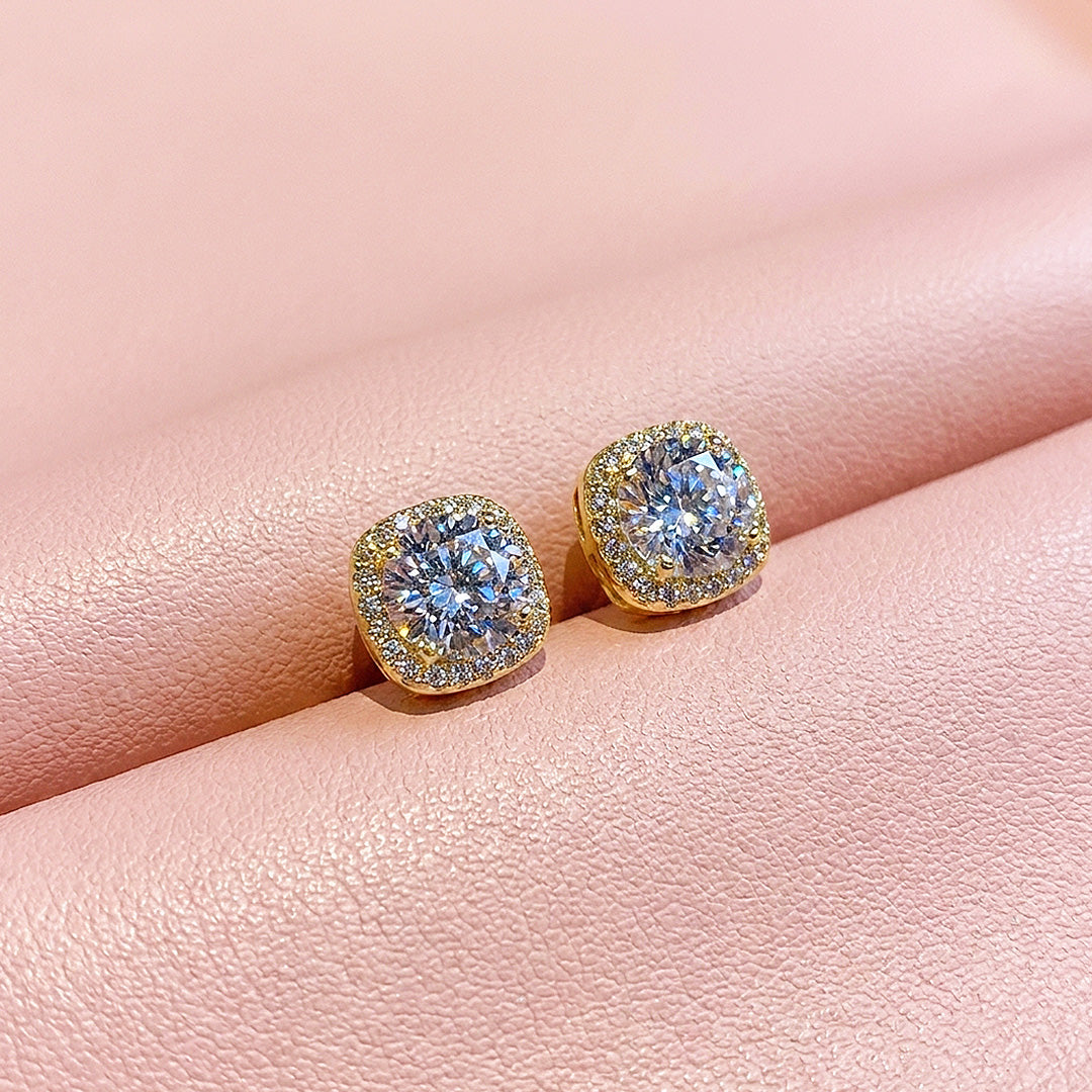 Cushion Halo Stud Earrings | Luxe3674