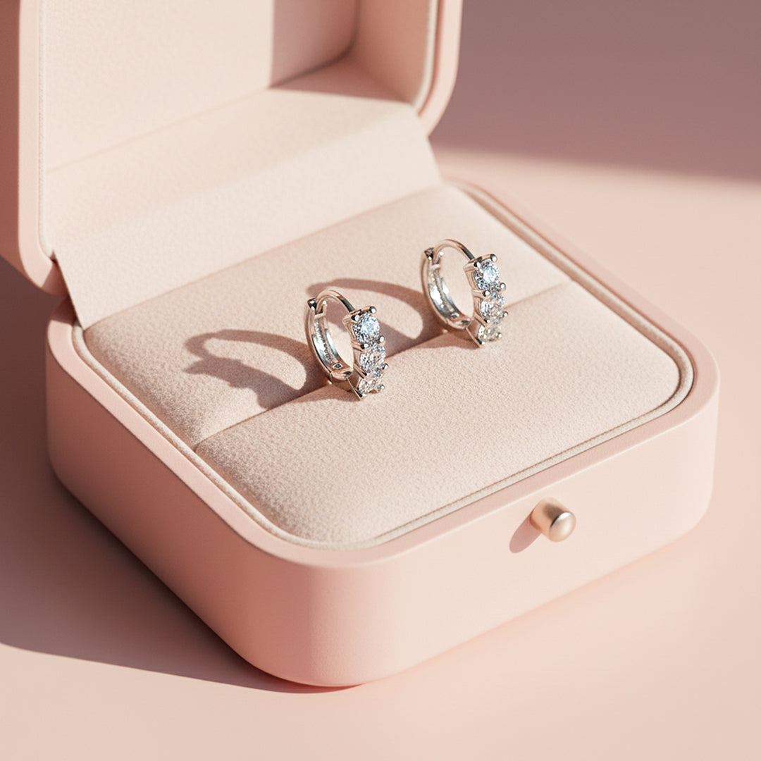 Round Hoop Earrings | White Gold | Luxe3675 - Luxe Earrings | Singapore Jewellery, Wedding Rings &amp; Gifts | Same Day Delivery | Tiara.com.sg
