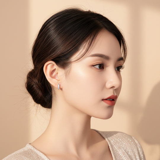 Round Hoop Earrings | White Gold | Luxe3675 - Luxe Earrings | Singapore Jewellery, Wedding Rings &amp; Gifts | Same Day Delivery | Tiara.com.sg